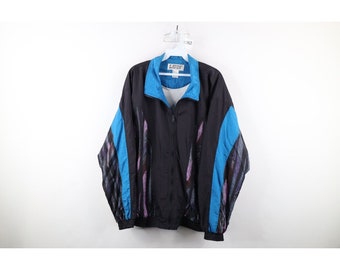 90er Jahre Streetwear Herren Medium Regenbogen gestreifte gefütterte Windjacke mit Reißverschluss, Vintage Regenbogen gestreifte Windjacke, 1990er Jahre Herrenjacke