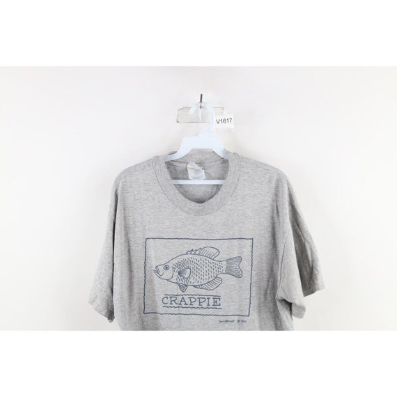 90s Streetwear Mens Large Spell Out Funny Comic Crappie Fish