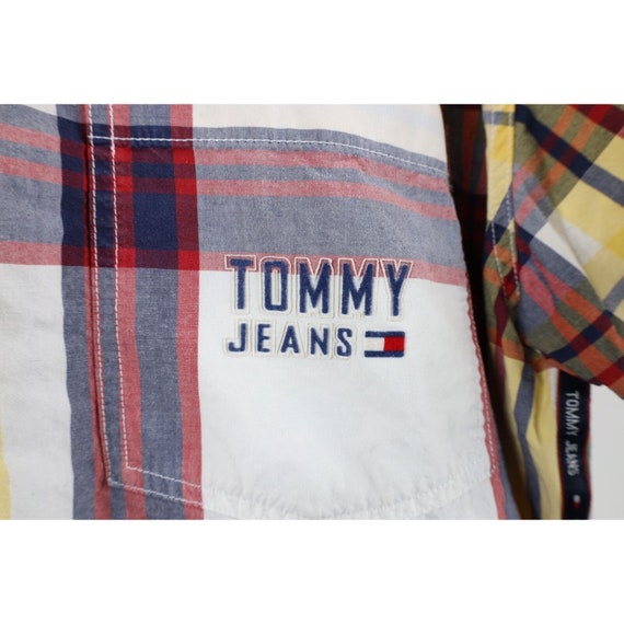 90s Tommy Hilfiger Mens L Faded Spell Out Short S… - image 4