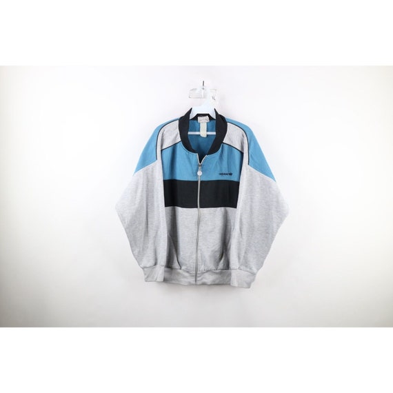 80s Adidas Mens 2XL Spell Out Color Block Full Zip Track Tennis