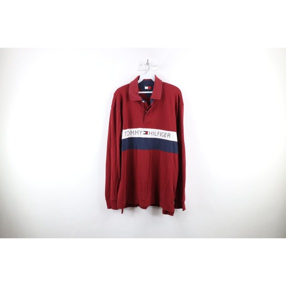 90s Tommy Hilfiger Mens Large Faded Spell Out Lon… - image 1