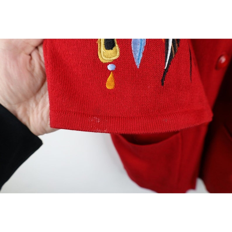 Pull cardigan en tricot plumes moyen streetwear femmes des années 90, rouge, pull cardigan perles vintage, pull cardigan plumes des années 1990, des années 90 image 9