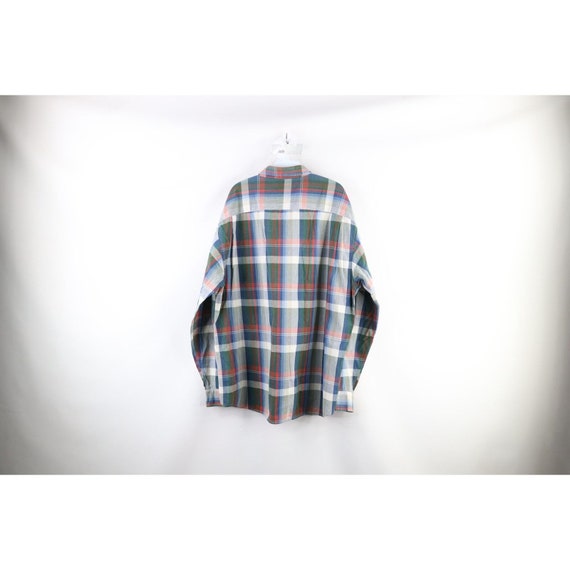 90s Streetwear Mens XL Faded Indigo Rainbow Plaid… - image 8