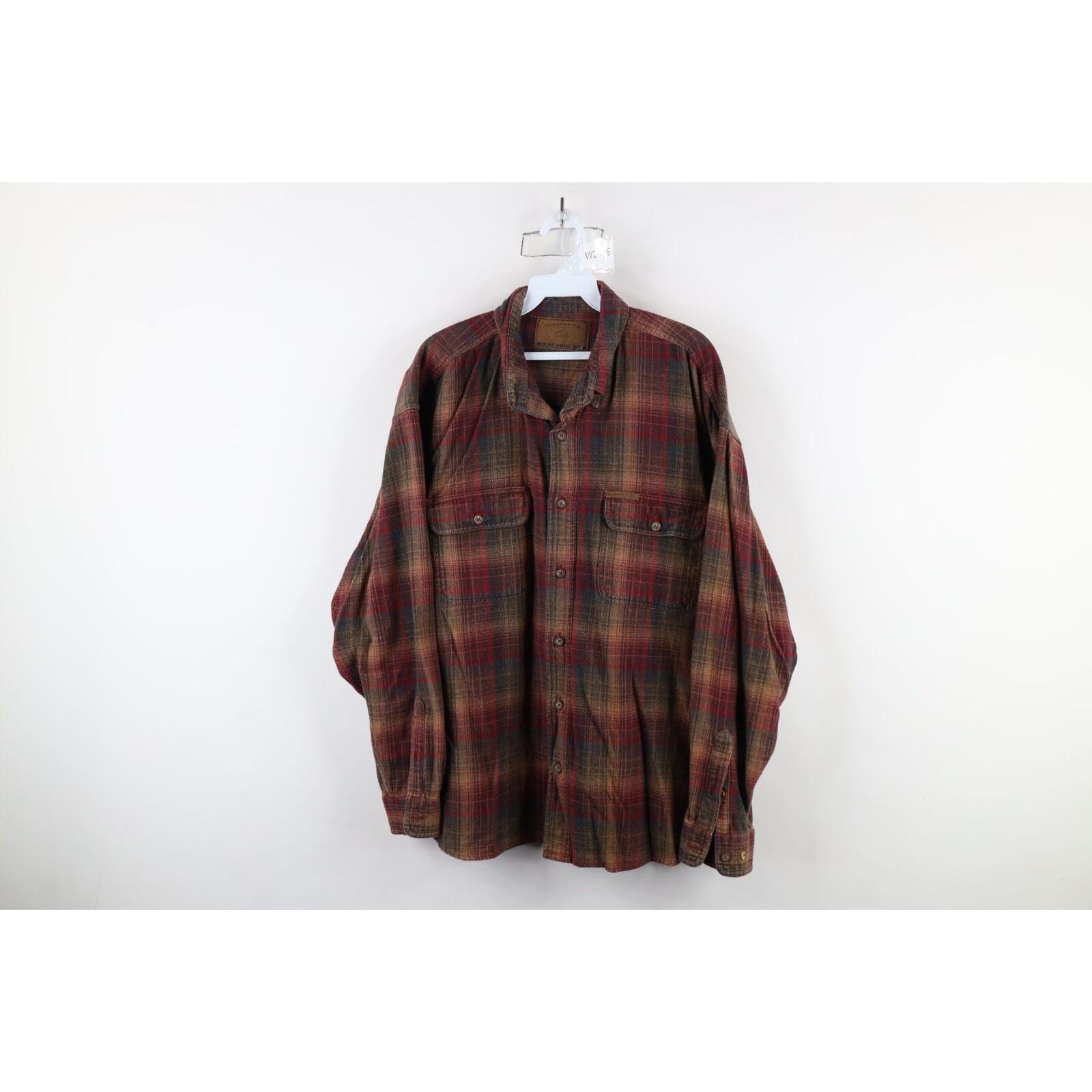 90s Streetwear Mens XL Faded Heavyweight Flannel Button Down Shirt Rainbow, Vintage Heavyweight Flannel Button Shirt, 1990s Flannel Shirt