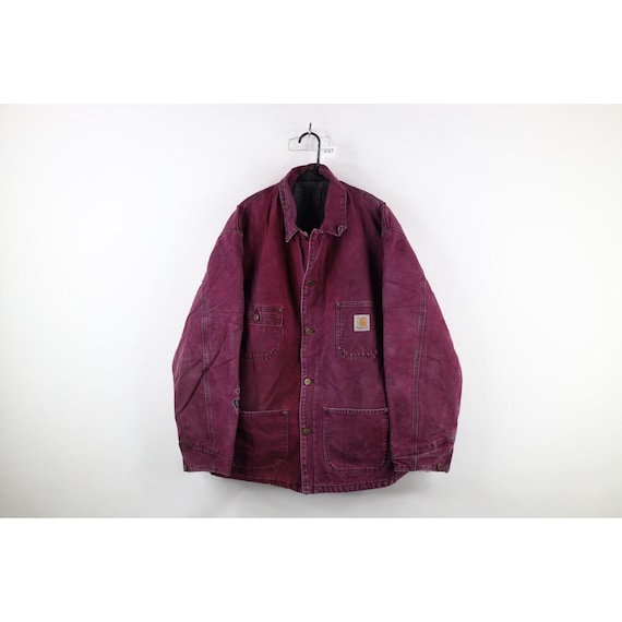 90s Carhartt Mens 2XL Distressed Blanket Lined Chore Barn Jacket 