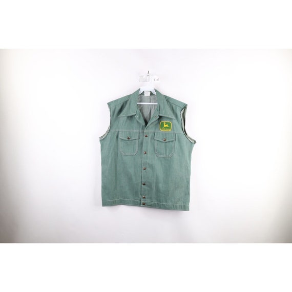 70s John Deere Mens Large Distressed Cut Off Deni… - image 1