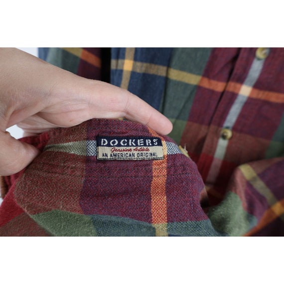 90s Streetwear Mens Medium Faded Rainbow Plaid Fl… - image 5