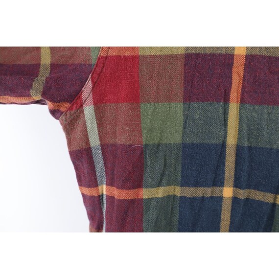 90s Streetwear Mens Medium Faded Rainbow Plaid Fl… - image 7