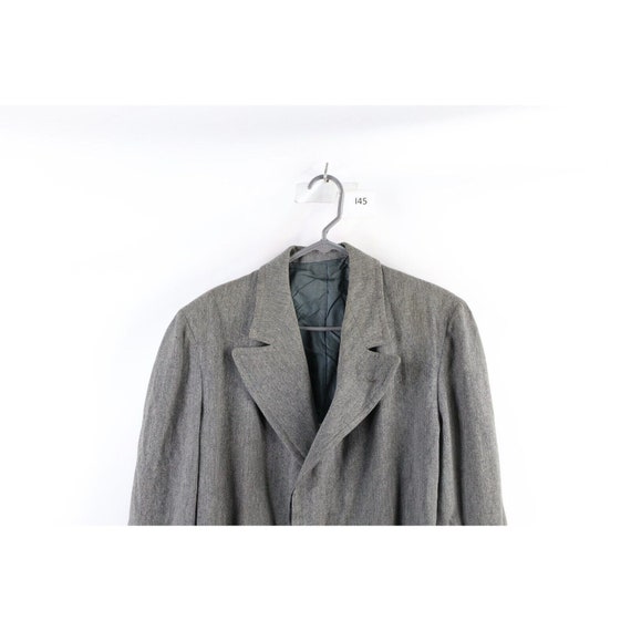 50s Bespoke Mens 46R Distressed Tailored Wool Ove… - image 2