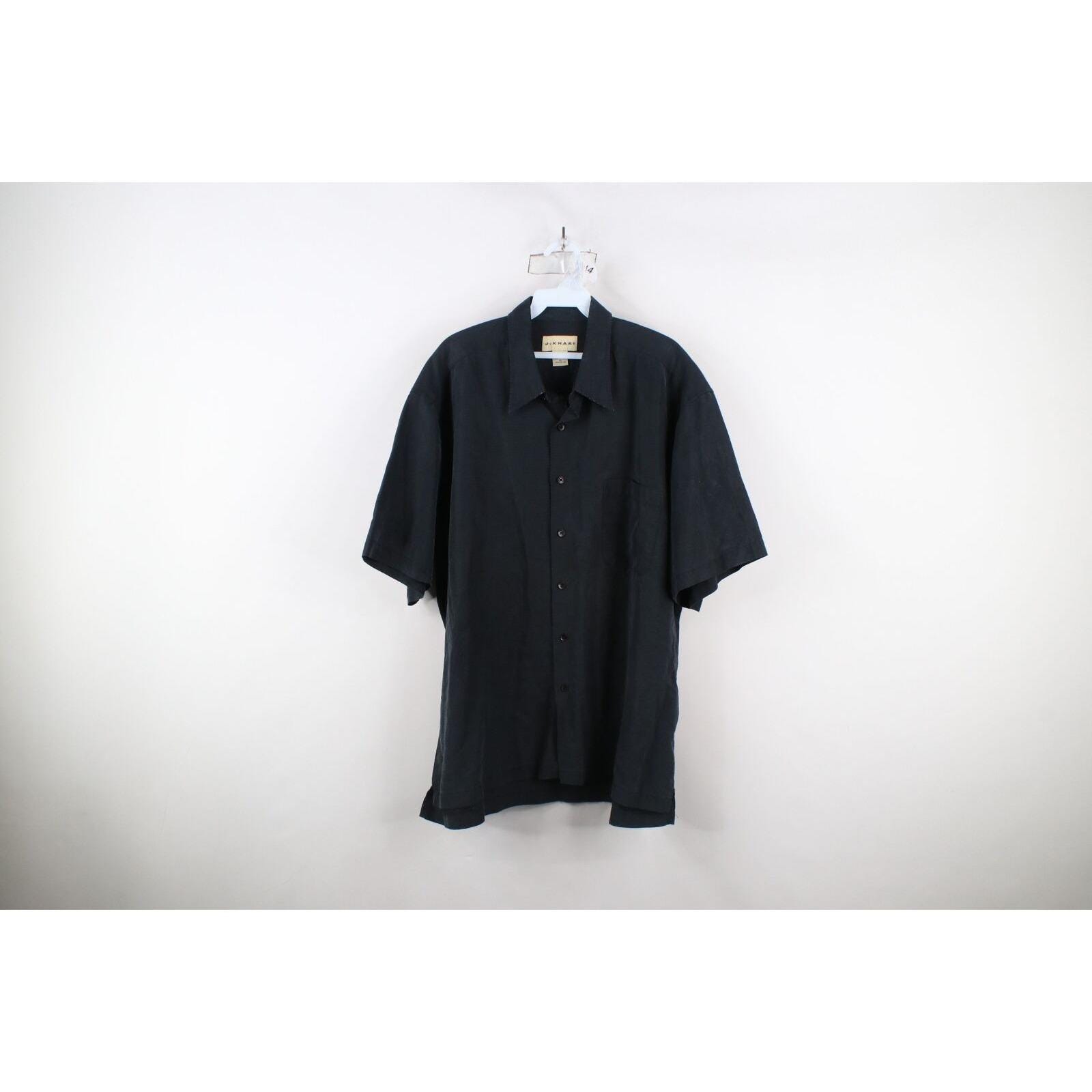 90s Streetwear Mens XL Faded Blank Baggy Microfiber Button Shirt Black, Vintage Baggy Fit Button Shirt, 1990s Microfiber Button Shirt, 90s