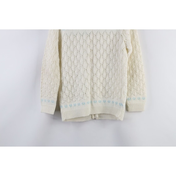 70s Streetwear Womens Small Flower Knit Button Ca… - image 8