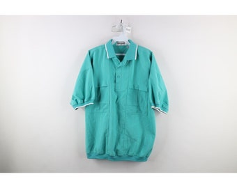 90s Streetwear Mens Size Medium Faded Collared Pullover Polo Shirt Teal, Vintage Faded Polo Shirt, 1990s Pullover Polo, Mob Mafia Polo Shirt