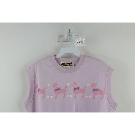 70s Streetwear Womens Large Pastel Heart Dog Swea… - image 2