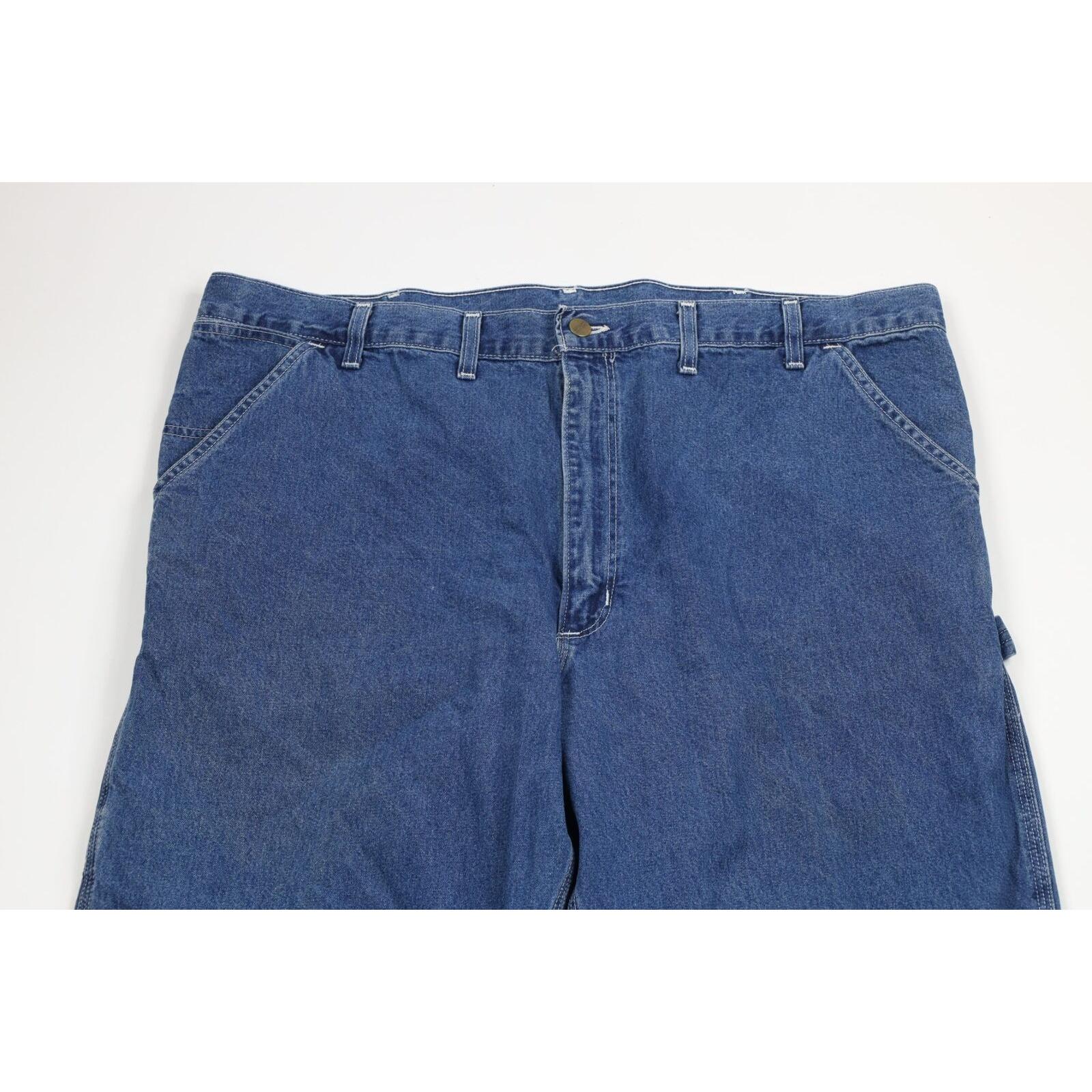 90s Carhartt Mens 44x38 Distressed Wide Leg Dungaree Denim