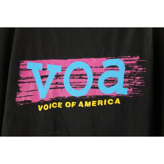 90s Streetwear Mens XL Faded Spell Out VOA Voice … - image 4