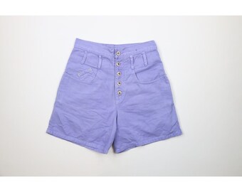 90er Jahre Streetwear Damen 9 Distressed High Waist Button Fly Denim Shorts USA, Vintage Damen Denim Jean Shorts, 1990er Damen Jorts, Mom Shorts
