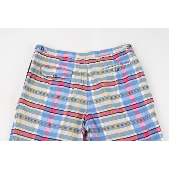 90s Streetwear Mens 36 Pleated India Madras Plaid… - image 7