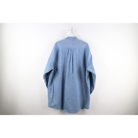 90s Streetwear Mens XL Relaxed Fit Chambray Colla… - image 7