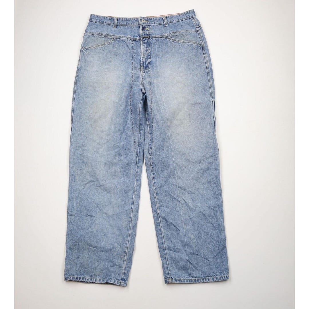 90s Marithe Francois Girbaud Mens 40x34 Distressed Baggy Wide Leg Jeans