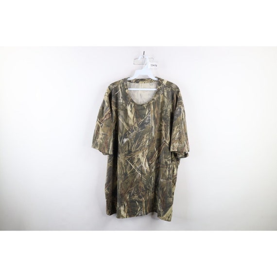 90s Streetwear Mens 5XL Faded Camouflage Short Sle