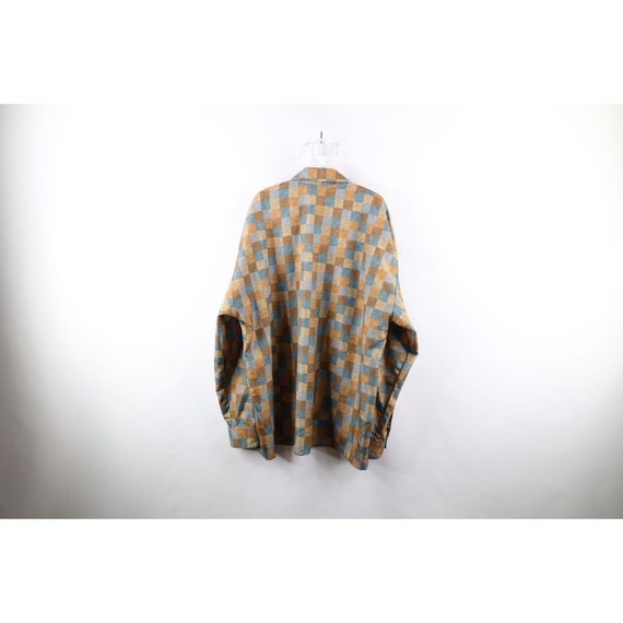 70s Streetwear Mens 2XL Checkered Collared Button… - image 5