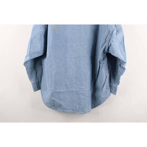 90s Streetwear Womens Small Faded Chambray Abstra… - image 9
