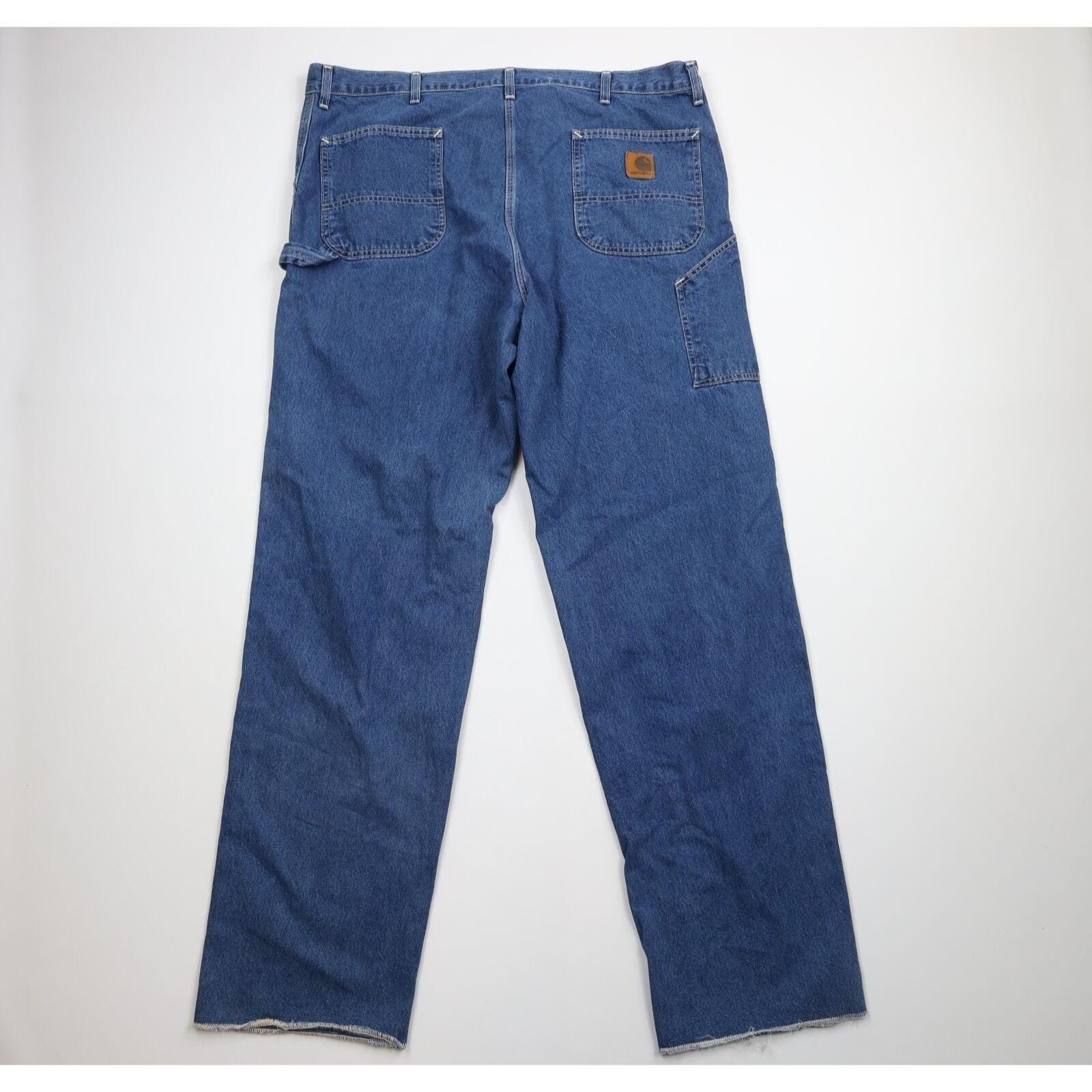 90s Carhartt Mens 44x38 Distressed Wide Leg Dungaree Denim