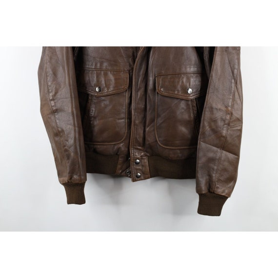 70s Streetwear Mens 38 Distressed Lined Leather F… - image 3