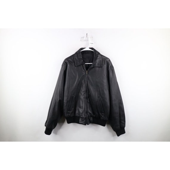 90s Streetwear Mens Medium Lined Full Zip Leather… - image 1