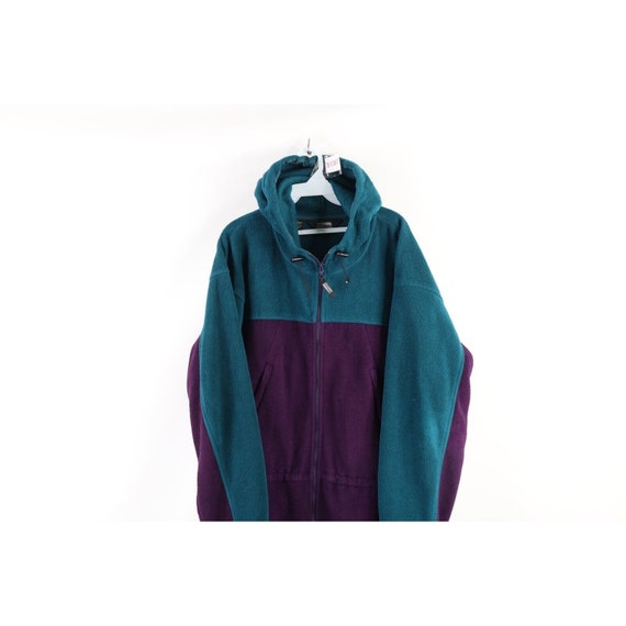90s Streetwear Mens Large Color Block Full Zip Ho… - image 2