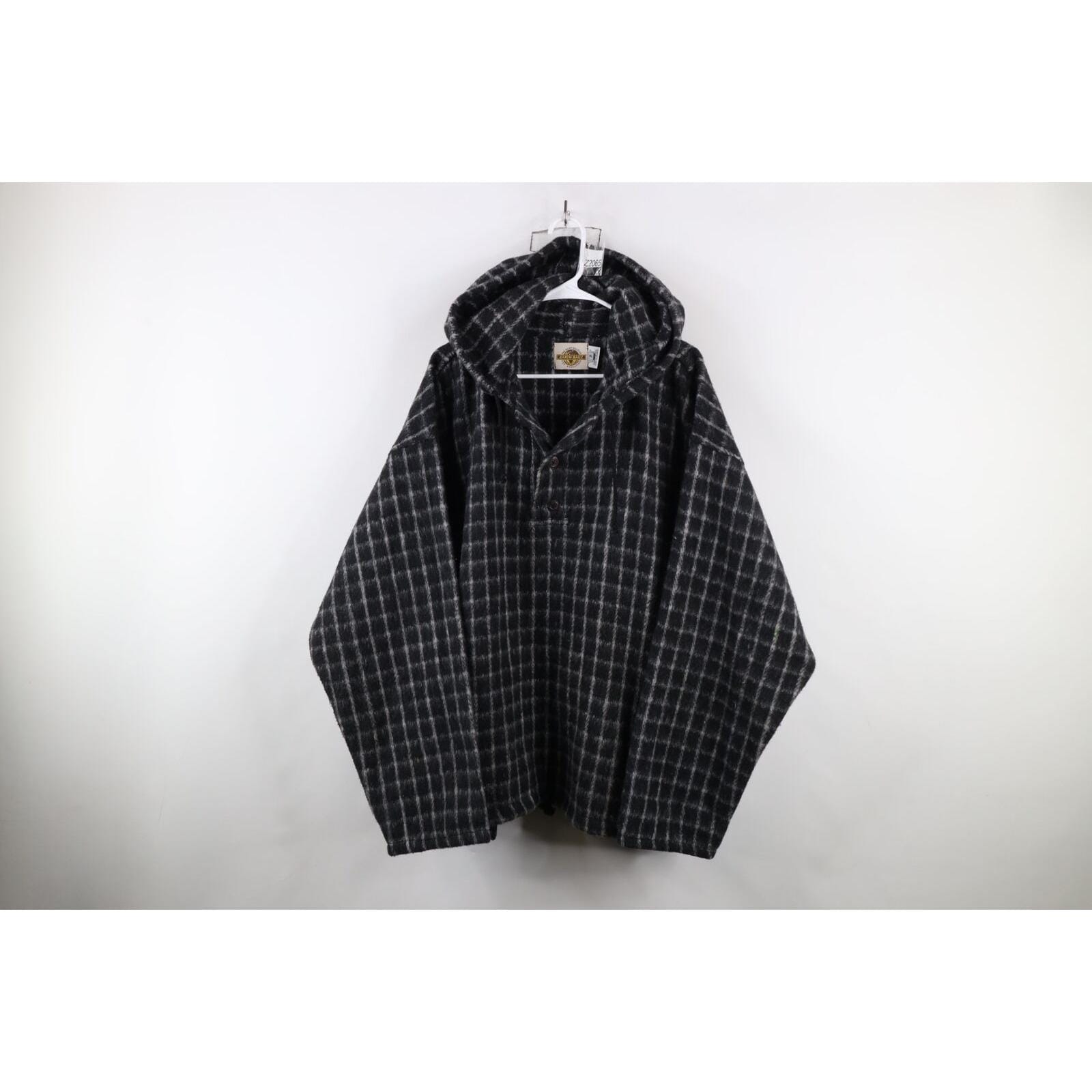 90s Streetwear Mens XL Heavyweight Baggy Oversized Fleece Hoodie Plaid, Vintage Heavyweight Hoodie, 1990s Baggy Fit Fleece Hoodie, Vintage