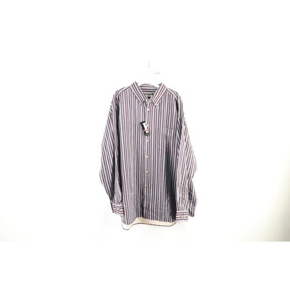 NOS Vintage 90s Streetwear Mens 2XL Faded Striped… - image 1