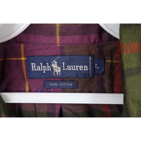 90s Ralph Lauren Mens Large Faded Rainbow Plaid F… - image 6