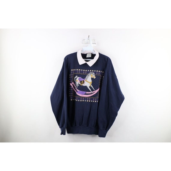 90s Streetwear Womens Large Faded Rocking Horse C… - image 1