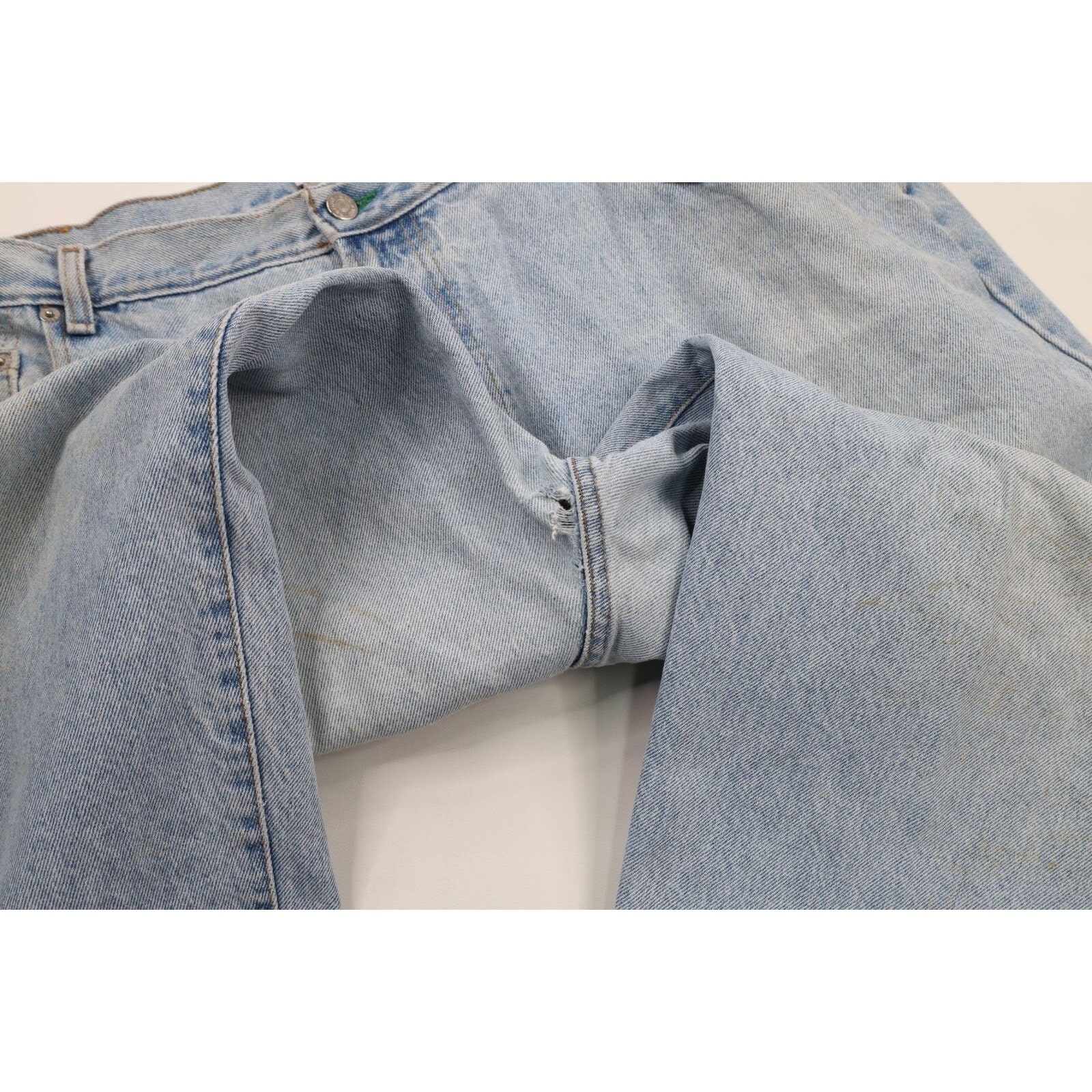 90s Tommy Hilfiger Mens 42x31 Thrashed Baggy Loose Fit Denim Jeans Blue