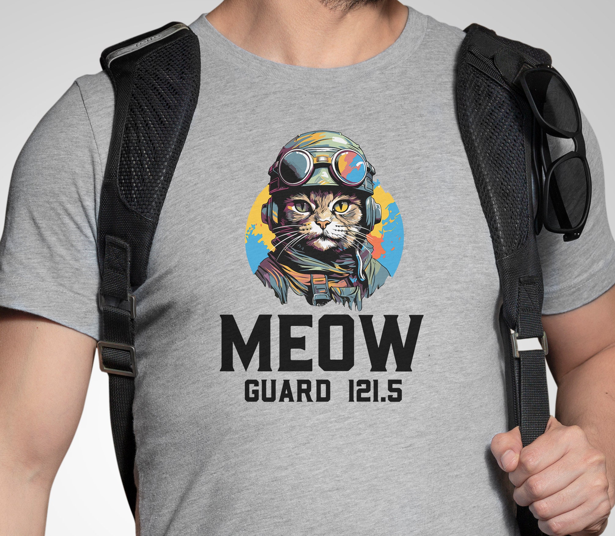 Cat Meow 121.5 T-shirt, Pilot T Shirt, Aviation T shirt, Gifts for Pilots, Gifts for Pilots, Aviation Gifts, Funny Pilot Shirts