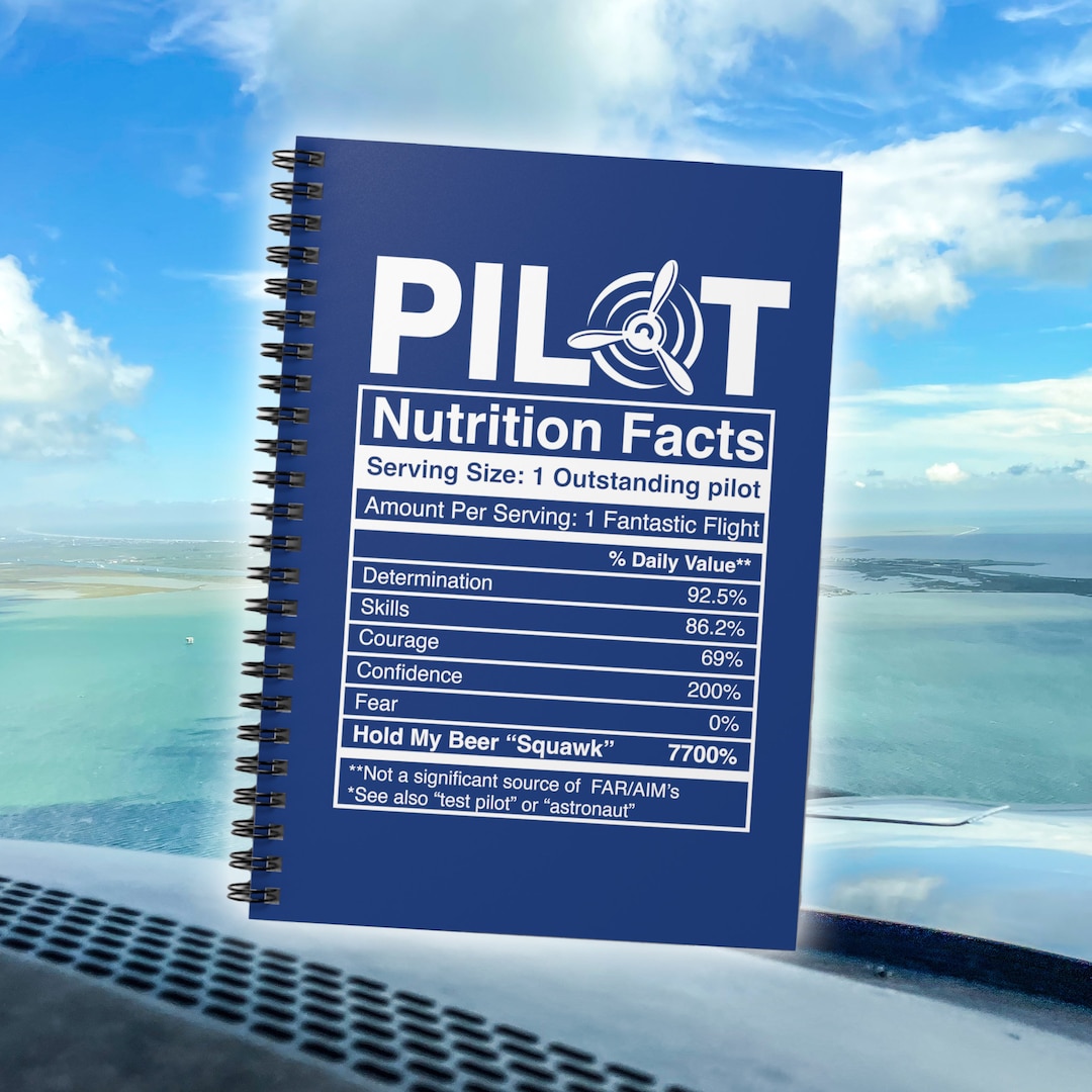 Pilot Nutrition Facts Blue Spiral Notebook, Flight Training Notebook ...