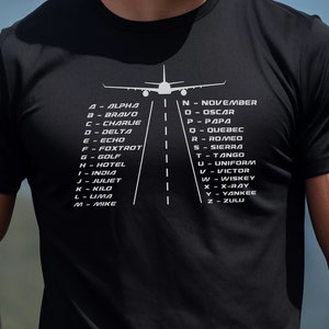 Pilot Alphabet T-shirt, Gifts for Pilots, Aviation shirts, Pilot shirts, Cool Pilot shirts, Military Gifts