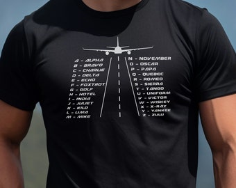 Pilot Alphabet T-shirt, Gifts for Pilots, Aviation shirts, Pilot shirts, Cool Pilot shirts, Military Gifts