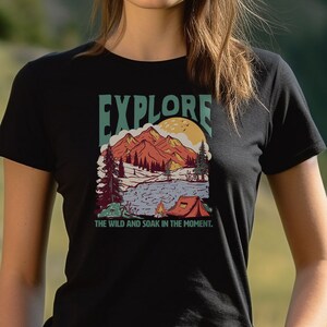Explore the Wild Camping Unisex T shirt, Camping, Hiking T shirts, Shirts Camping, Camping, Hiking, Gifts for Campers, Gifts for Hikers