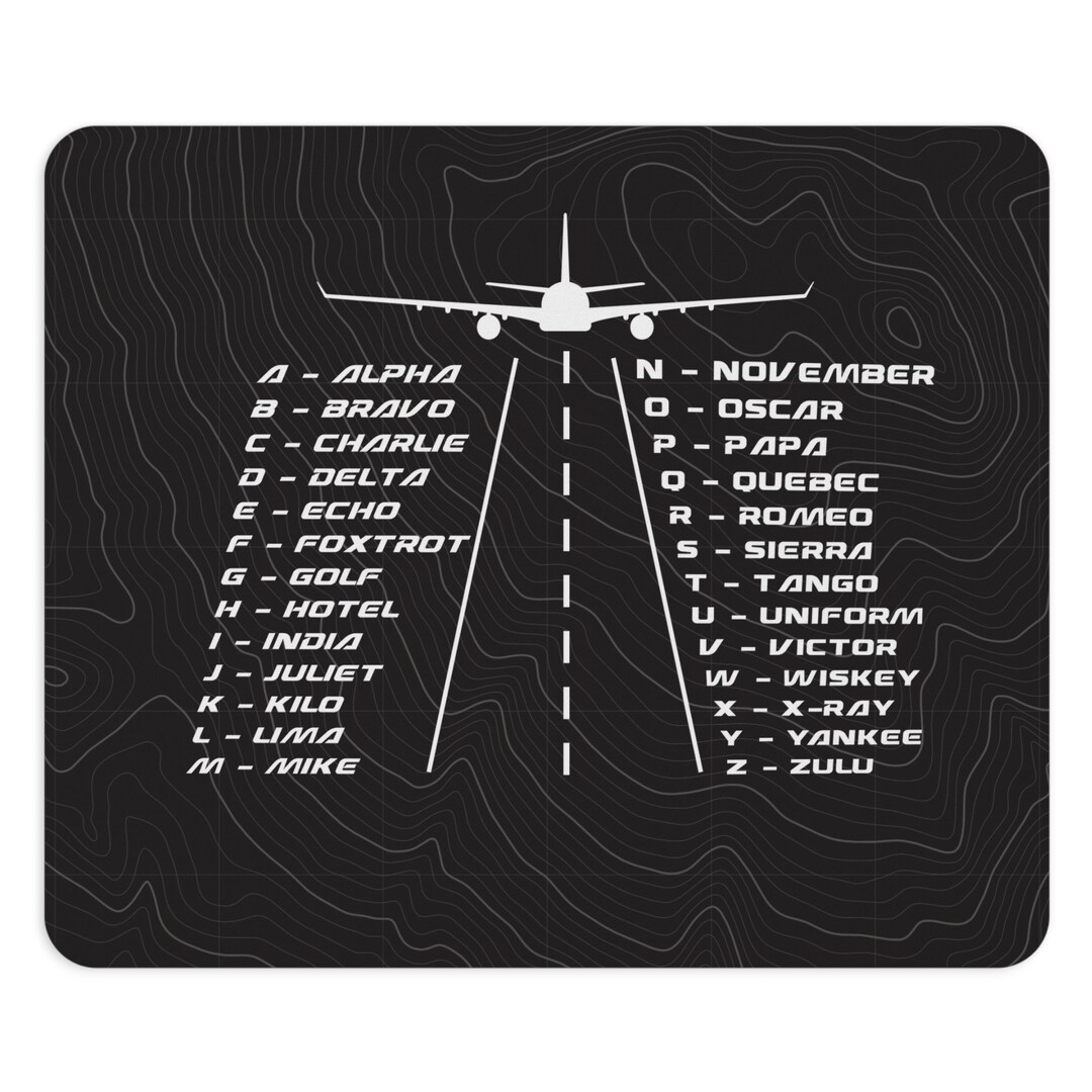 Pilot Alphabet Black Mouse Pad, Gifts for Pilots, Aviation Gifts, Pilot
