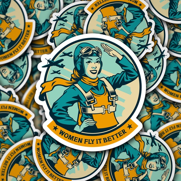 Women Fly it Better Die-Cut Stickers, Aviation Stickers, Pilot Stickers, Women Pilot Stickers