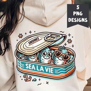 Sardine Funny Fish PNG Designs, Vintage Sardine Tinned Fish Sardine Gift, Canned Sardines Fisherman PNG Bundle, Nautical Watercolor PNG