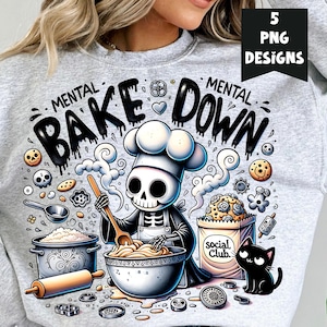 Ter um Clube Social de Bake Down Mental PNG, Design de Sublimação de Esqueleto Kawaii de Culinária, Camiseta de Cozinheiro de Caveira de Cozimento e Cozinheiro Witchy Chef Digital Download