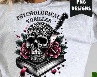 Psychological Thriller Book Club PNG, Gothic Book Design, Bookish PNG Crime Scene Book Lover Bookish Shirt PNG Book Reader Png, Bookful Png