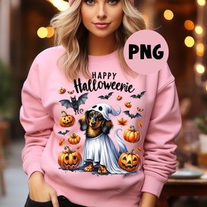 Happy Halloweenie Dachshund PNG, Dog Mom Gift, Dachshund Lover, Halloween Gift, Wiener PNG, Sausage Dog PNG Doxie, Halloween Pumpkin, Spooky