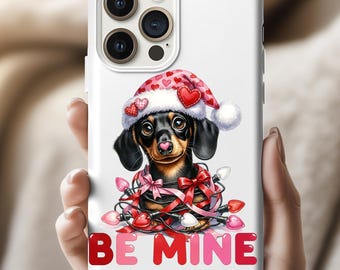 Teckel de la Saint-Valentin PNG, chien de la Saint-Valentin PNG, Be Mine teckel, mignon chien de la Saint-Valentin avec des coeurs, Sublimation de la Saint-Valentin