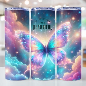 Be Your Own Kind of Beautiful Tumbler Wrap, Butterfly Motivational Quote 20oz Sublimation Design Positive Affirmation Digital Design