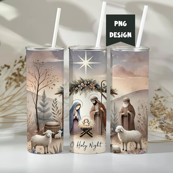 Nativity Christmas Scene Sublimation Tumbler Wrap, Religious Christian Nativity PNG, Jesus The Reason For The Season, Seamless Tumbler PNG