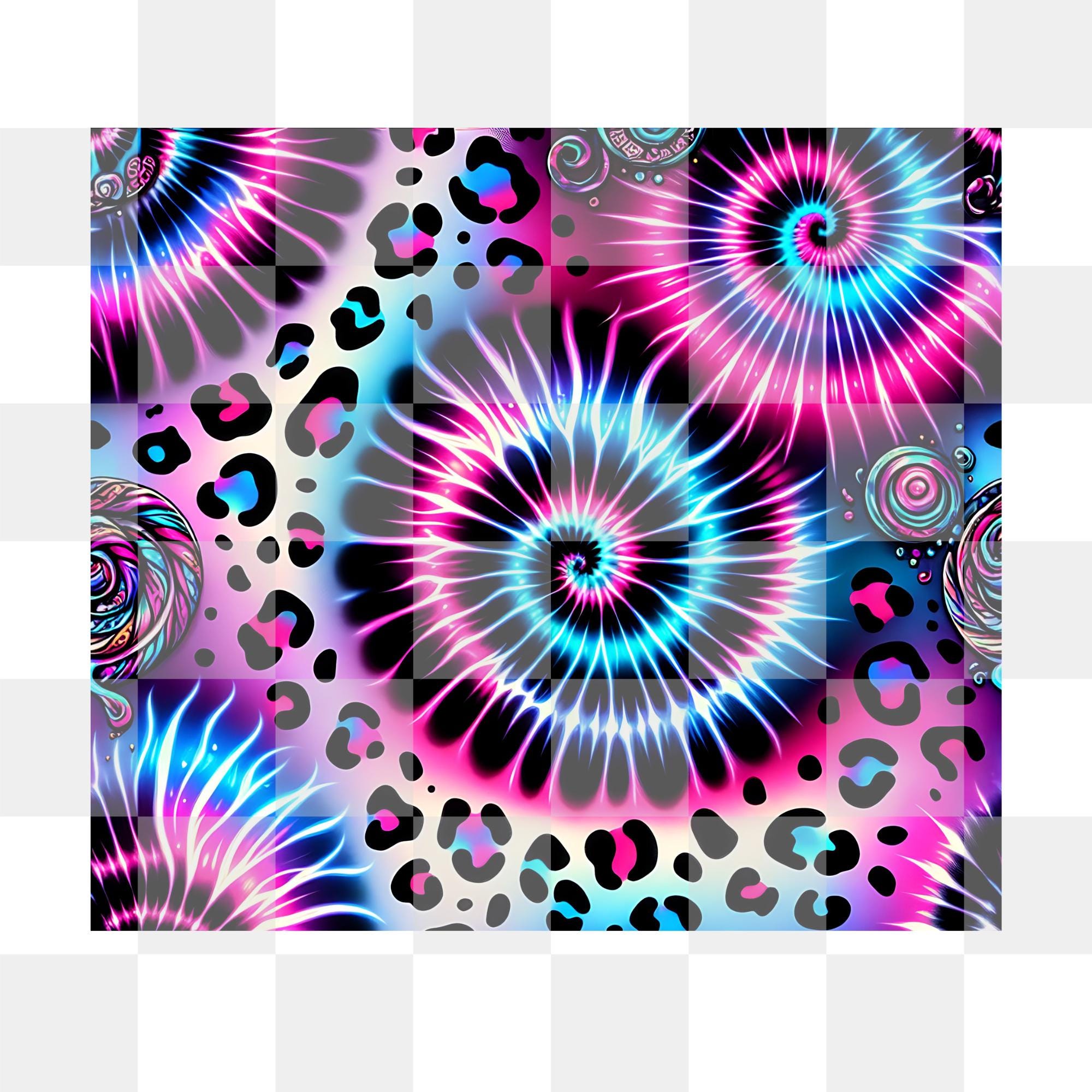 Tie Dye Tumbler Wrap PNG, Pink Leopard Print 20 Oz Sublimation Skinny ...